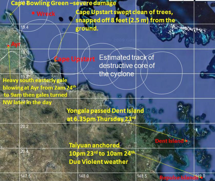 Yongala Cyclone March 2011 - track